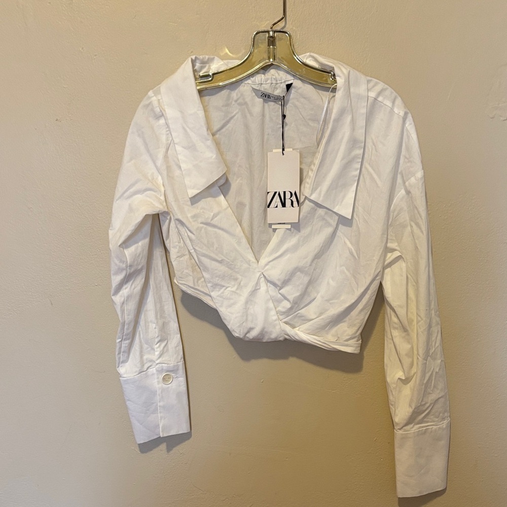 Zara Elegant White Collared Blouse